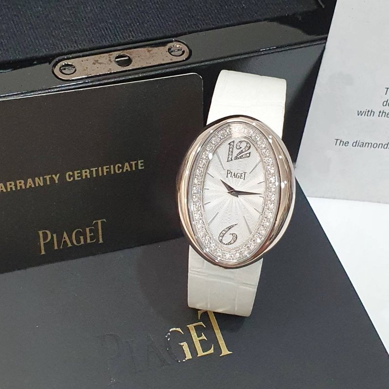 【大眾名錶】PIAGET伯爵 LIMELIGHT系列 G0A32099 銀白面 18K白金 原鑲鑽框 約1.1CT 可轉向 原廠皮帶/錶扣 B1242-3
