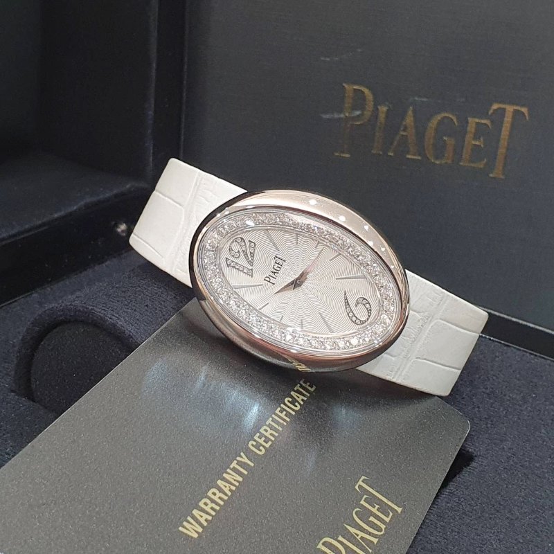 【大眾名錶】PIAGET伯爵 LIMELIGHT系列 G0A32099 銀白面 18K白金 原鑲鑽框 約1.1CT 可轉向 原廠皮帶/錶扣 B1242-4
