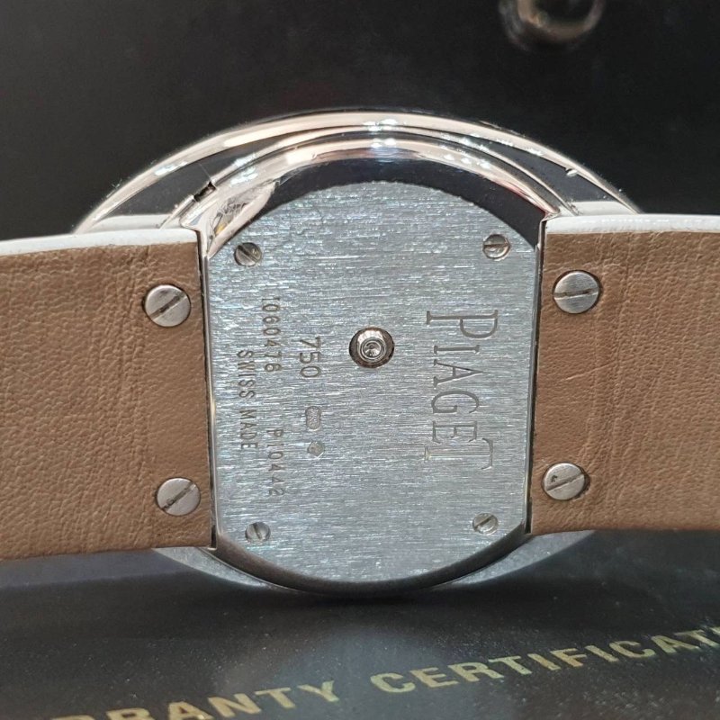 【大眾名錶】PIAGET伯爵 LIMELIGHT系列 G0A32099 銀白面 18K白金 原鑲鑽框 約1.1CT 可轉向 原廠皮帶/錶扣 B1242-7