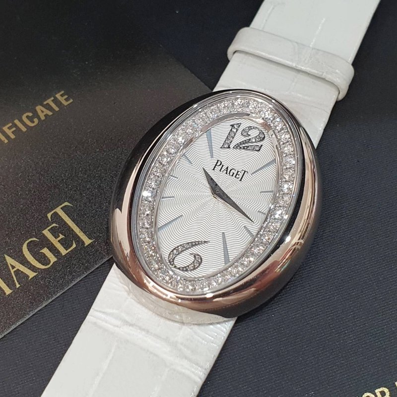 【大眾名錶】PIAGET伯爵 LIMELIGHT系列 G0A32099 銀白面 18K白金 原鑲鑽框 約1.1CT 可轉向 原廠皮帶/錶扣 B1242-8
