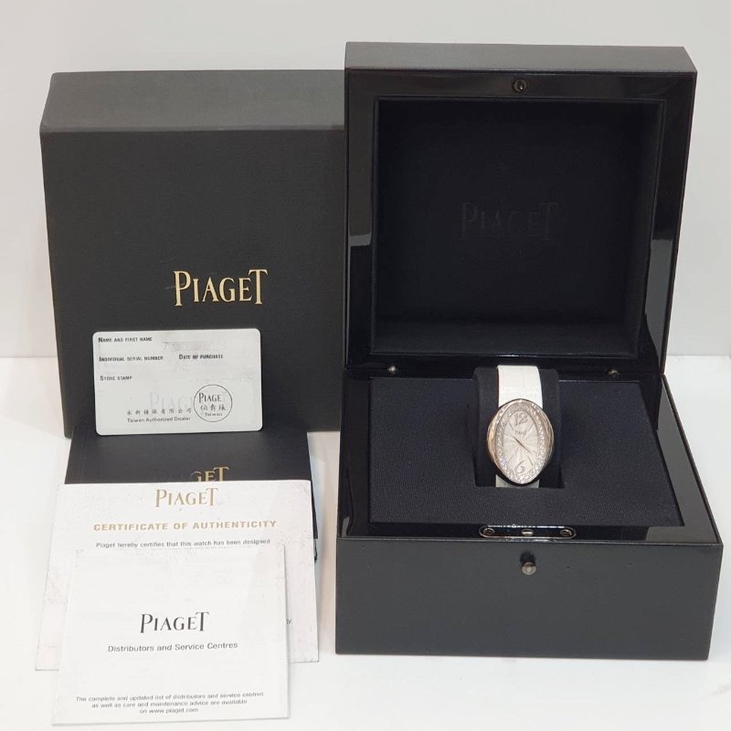 【大眾名錶】PIAGET伯爵 LIMELIGHT系列 G0A32099 銀白面 18K白金 原鑲鑽框 約1.1CT 可轉向 原廠皮帶/錶扣 B1242-9