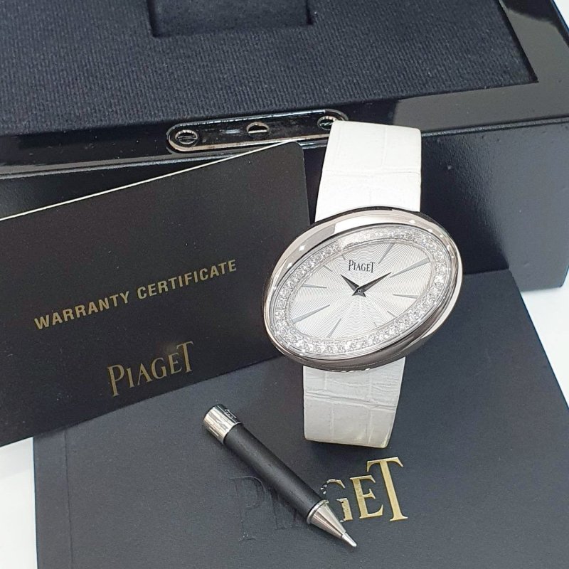 【大眾名錶】PIAGET伯爵 LIMELIGHT系列 G0A32099 銀白面 18K白金 原鑲鑽框 約1.1CT 可轉向 原廠皮帶/錶扣 B1242-7