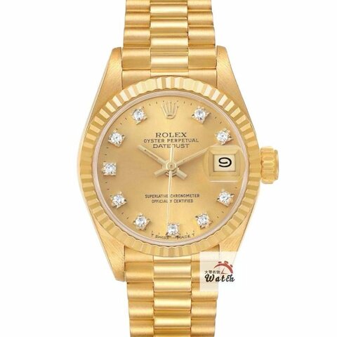 【大眾名錶】ROLEX 勞力士 69178 Datejust 18K金女錶 金十鑽 舊包台 台灣AD 錶帶原況未整理 錶徑26mm B1243