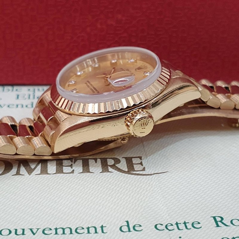 【大眾名錶】ROLEX 勞力士 69178 Datejust 18K金女錶 金十鑽 舊包台 台灣AD 錶帶原況未整理 錶徑26mm B1243-6