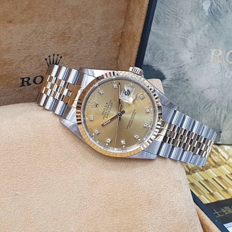 【大眾名錶】ROLEX勞力士 16233 Datejust 蠔式日誌 金十鑽面盤 錶徑36mm 自動上鍊 18K金及不鏽鋼 B1244-2