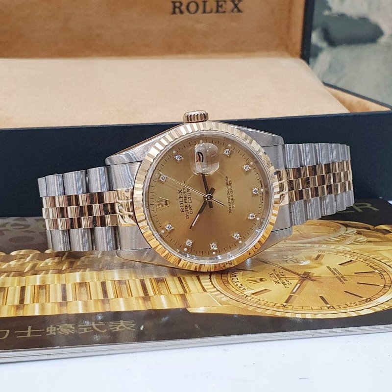 【大眾名錶】ROLEX勞力士 16233 Datejust 蠔式日誌 金十鑽面盤 錶徑36mm 自動上鍊 18K金及不鏽鋼 B1244-4