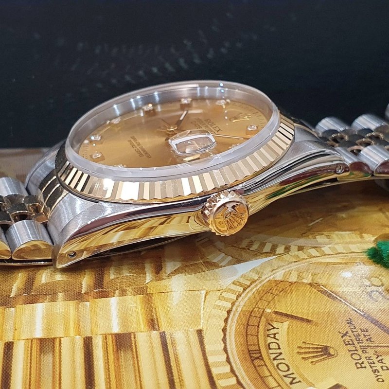 【大眾名錶】ROLEX勞力士 16233 Datejust 蠔式日誌 金十鑽面盤 錶徑36mm 自動上鍊 18K金及不鏽鋼 B1244-7