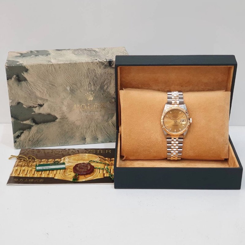 【大眾名錶】ROLEX勞力士 16233 Datejust 蠔式日誌 金十鑽面盤 錶徑36mm 自動上鍊 18K金及不鏽鋼 B1244-9