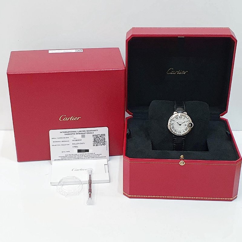 【大眾名錶】Cartier卡地亞 藍氣球系列 WSBB0030 羅馬時標 2021/08 原廠保固至2029/08 原廠皮帶/錶扣 快拆錶帶 B1245-8