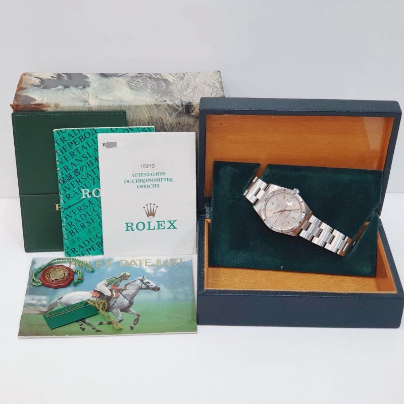 【大眾名錶】 ROLEX 勞力士 15210 蠔式恆動 銀色時標面盤 十三劃錶圈 2002/11全配件 錶徑34mm 自動上鍊 B1246-9