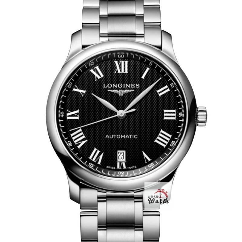 【大眾名錶】LONGINES浪琴 L2.628.4.51.6巨擎系列 2024/02 未使用新品 原廠保固至2029/02 麥粒飾紋黑色羅馬面盤 G233-0