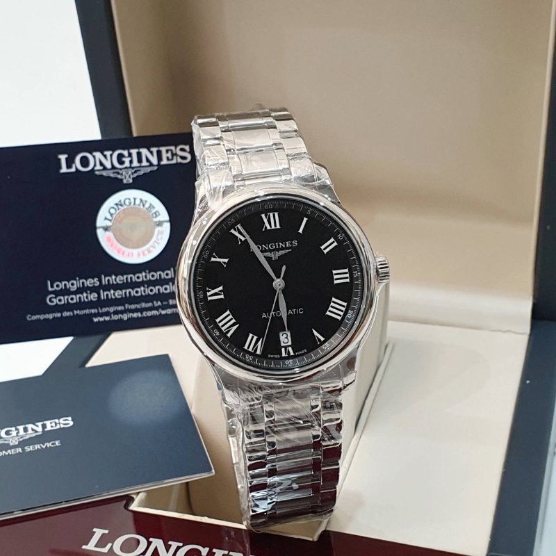 【大眾名錶】LONGINES浪琴 L2.628.4.51.6巨擎系列 2024/02 未使用新品 原廠保固至2029/02 麥粒飾紋黑色羅馬面盤 G233-1