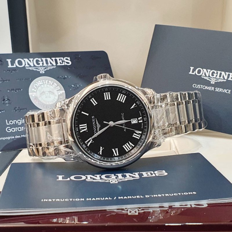 【大眾名錶】LONGINES浪琴 L2.628.4.51.6巨擎系列 2024/02 未使用新品 原廠保固至2029/02 麥粒飾紋黑色羅馬面盤 G233-2
