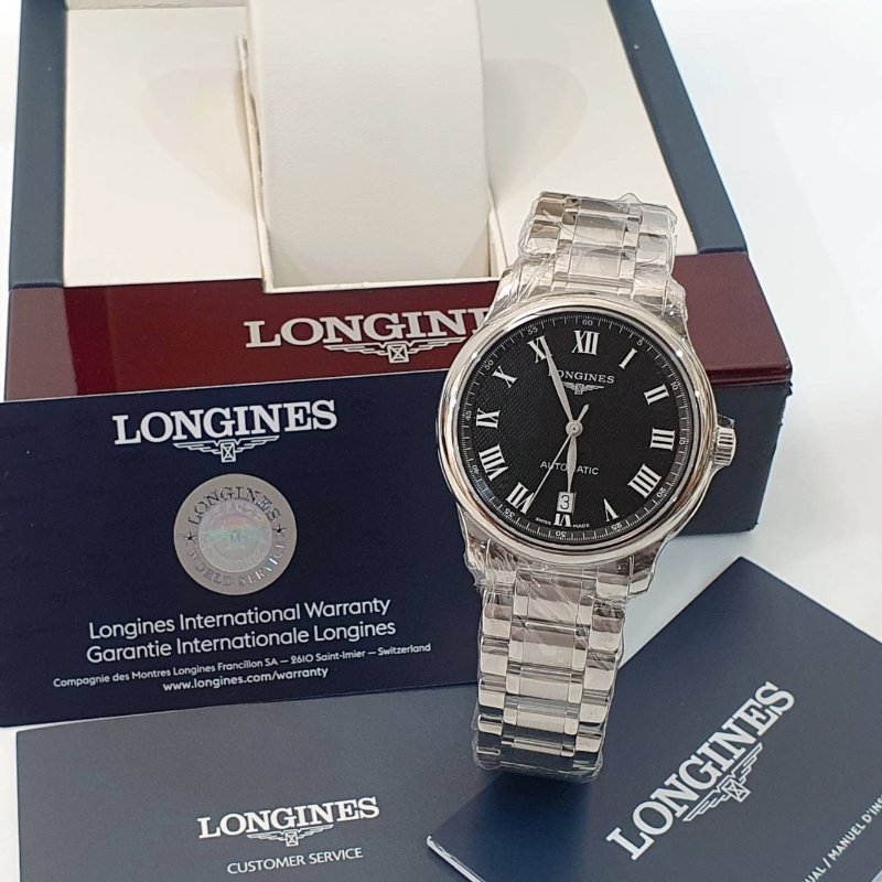 【大眾名錶】LONGINES浪琴 L2.628.4.51.6巨擎系列 2024/02 未使用新品 原廠保固至2029/02 麥粒飾紋黑色羅馬面盤 G233-3