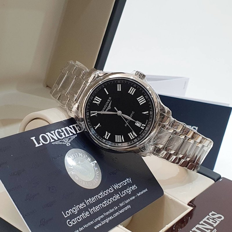 【大眾名錶】LONGINES浪琴 L2.628.4.51.6巨擎系列 2024/02 未使用新品 原廠保固至2029/02 麥粒飾紋黑色羅馬面盤 G233-4