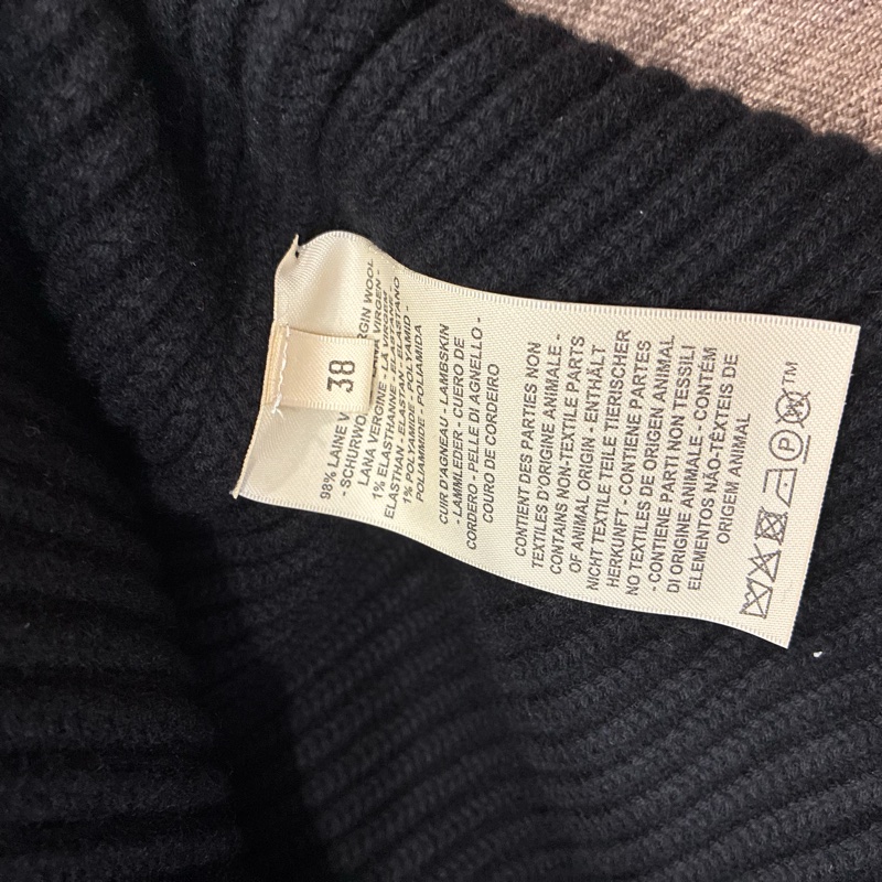 愛馬仕Hermes 必買 h皮革 針織羊絨黑色外套 尺寸38 吊牌在❤️-10