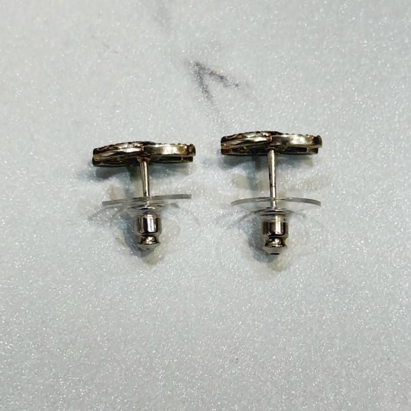 (日本購證影本🇯🇵）Chanel 24A做舊拼鑽雙C耳環-4