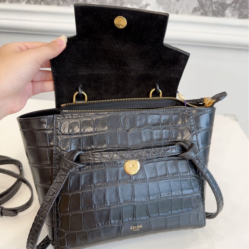 celine 賽琳 nano 鰐魚紋 鯰魚包 尺寸約20cm 附件:肩帶-7