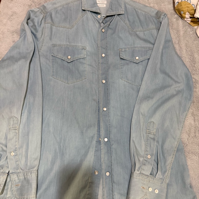 Brunello Cucinelli Slim 全新 淺色牛仔外套 男女皆可 Loro Piana可參考-1