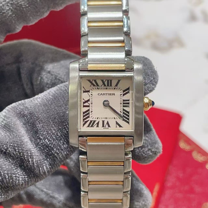 卡地亞Tank系列W51007Q4小號間金石英女表-1