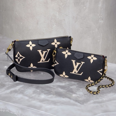 LV黑白壓紋二合一鏈條包 麻將包