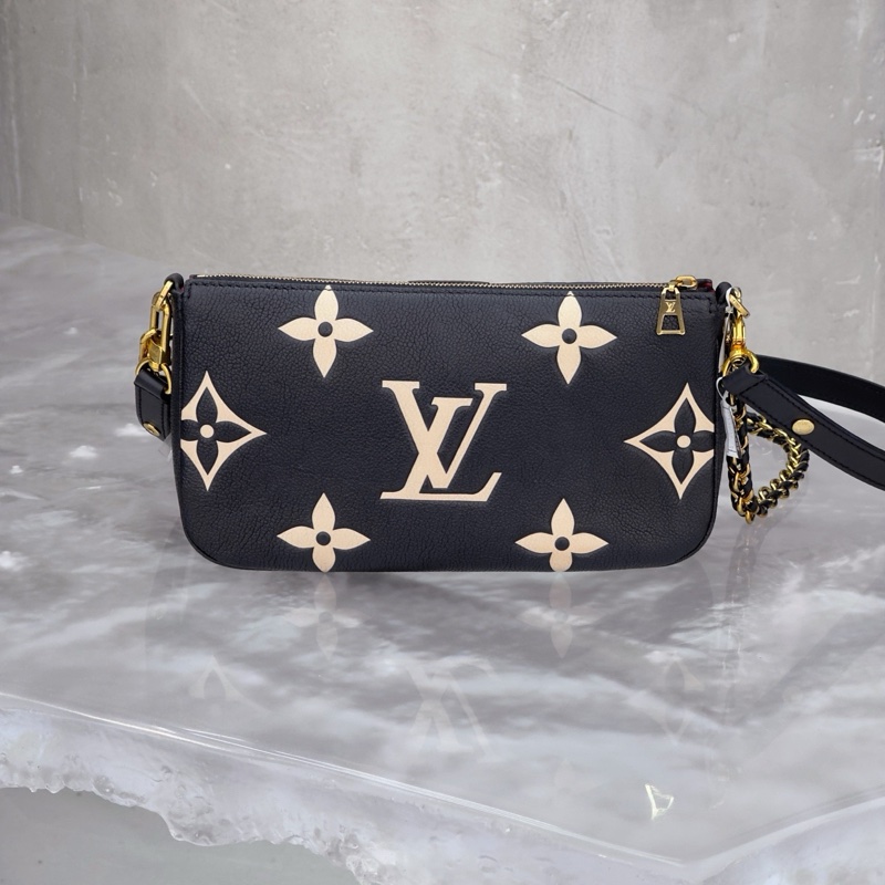 LV黑白壓紋二合一鏈條包 麻將包-1