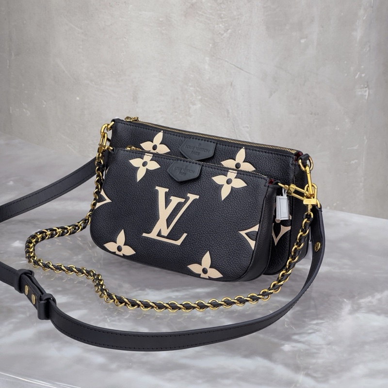 LV黑白壓紋二合一鏈條包 麻將包-2