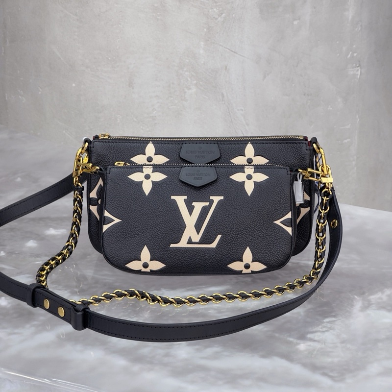 LV黑白壓紋二合一鏈條包 麻將包-3