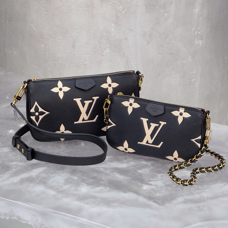 LV黑白壓紋二合一鏈條包 麻將包-4