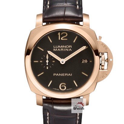 【大眾名錶】PANERAI沛納海 PAM00393 LUMINOR1950系列 2014/01 18K玫瑰金 煙草三明治面盤 底蓋裸空 G234-0