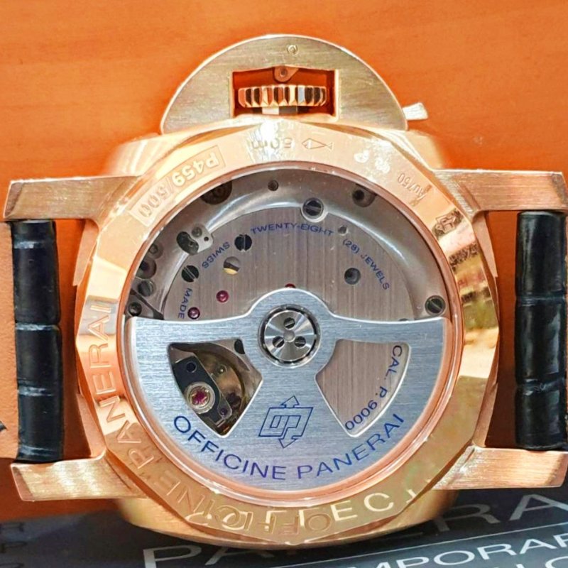 【大眾名錶】PANERAI沛納海 PAM00393 LUMINOR1950系列 2014/01 18K玫瑰金 煙草三明治面盤 底蓋裸空 G234-8