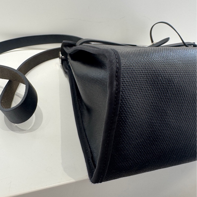 HERMES愛馬仕 herbag31防水布黑銀 外縫線 手提斜挎包-5