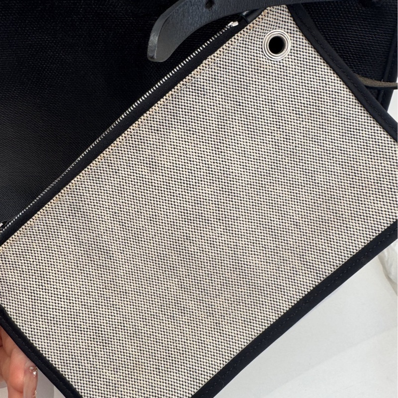 HERMES愛馬仕 herbag31防水布黑銀 外縫線 手提斜挎包-7