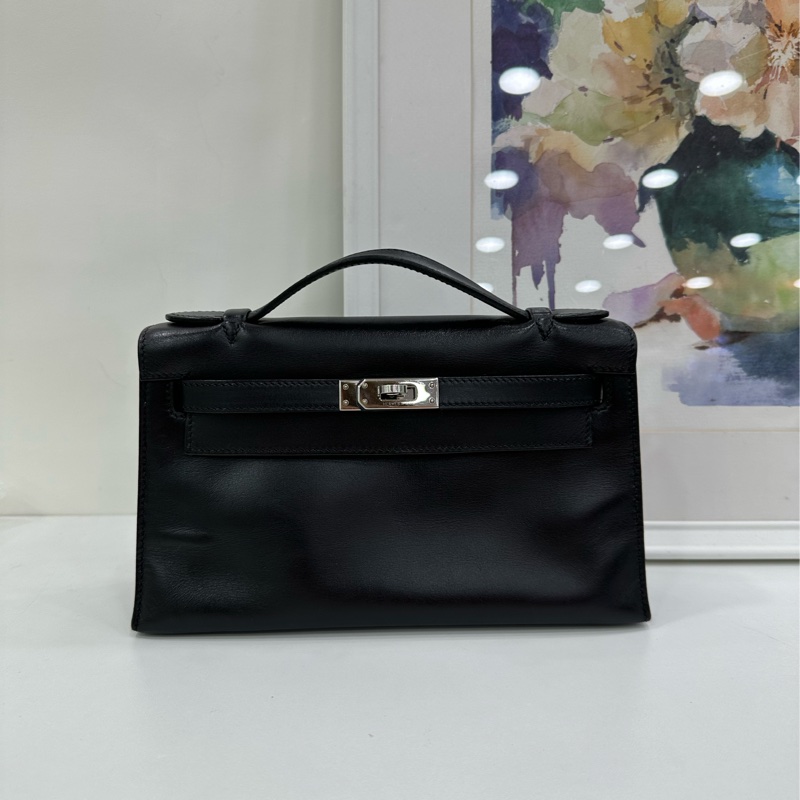 Hermes愛馬仕minikelly一代黑銀S皮 框J刻-1