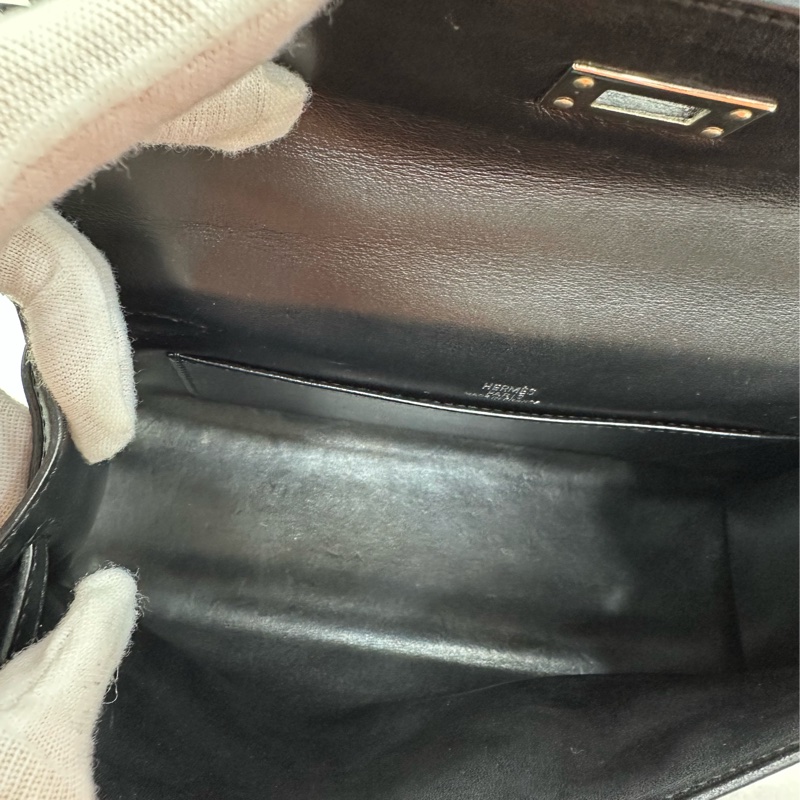 Hermes愛馬仕minikelly一代黑銀S皮 框J刻-8