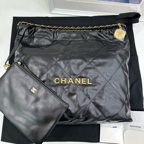 Chanel/香奈兒 24S黑金22bag 垃圾包中型 晶片 全新有購證