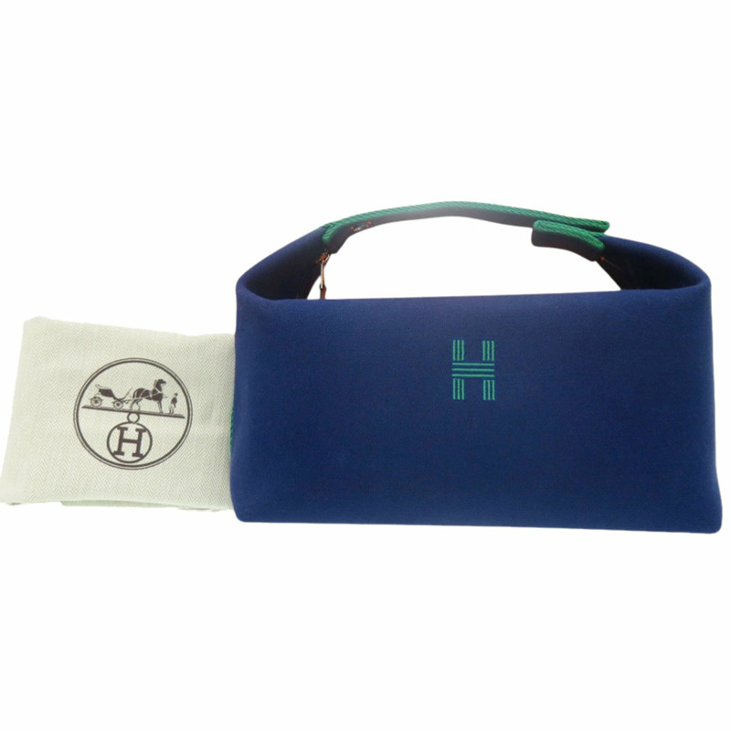 愛馬仕 Bride à Bracque 棉帆布手提包,海軍藍配銀色五金,1058HERMES-1