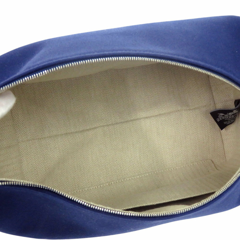 愛馬仕 Bride à Bracque 棉帆布手提包,海軍藍配銀色五金,1058HERMES-5