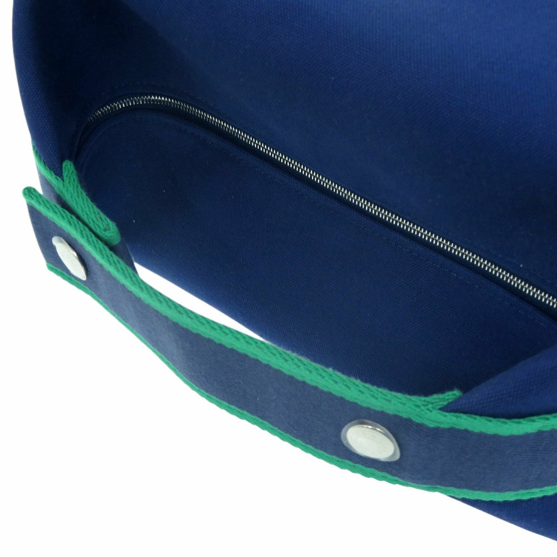 愛馬仕 Bride à Bracque 棉帆布手提包,海軍藍配銀色五金,1058HERMES-7