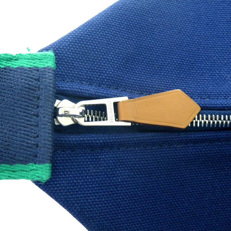 愛馬仕 Bride à Bracque 棉帆布手提包,海軍藍配銀色五金,1058HERMES-8