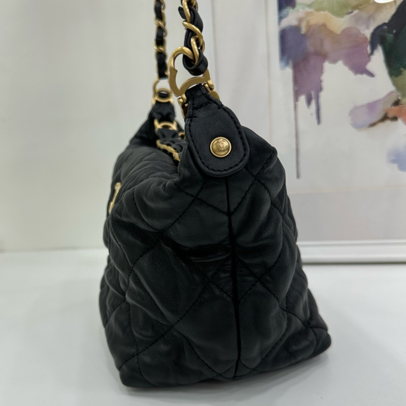 CHANEL 香奈兒 21S 黑金流浪hobo手提單肩斜背飯盒包 31開-5