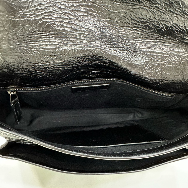 YSL 聖羅蘭Niki中號 黑色銀鍊 復古油蠟皮鏈條包-6