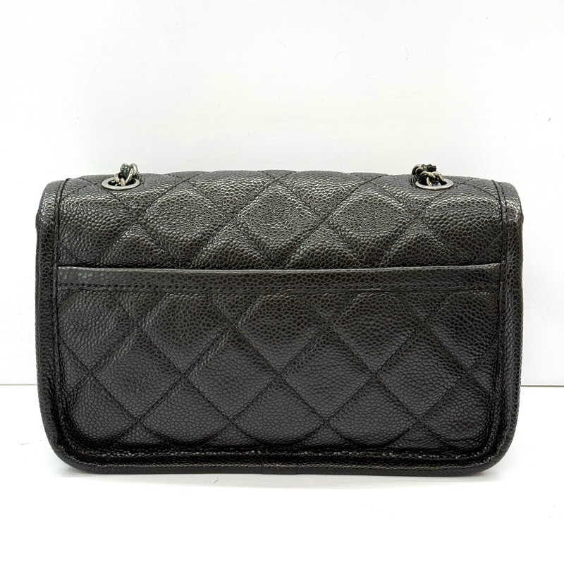 CHANEL 香奈兒 黑色荔枝紋斜背包 20CM-1