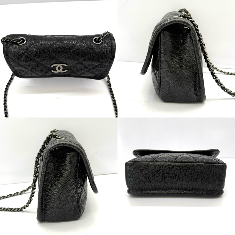 CHANEL 香奈兒 黑色荔枝紋斜背包 20CM-3