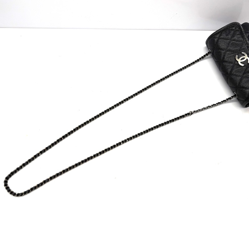 CHANEL 香奈兒 黑色荔枝紋斜背包 20CM-5