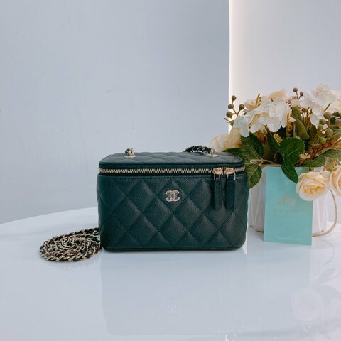 MS0675 Chanel 香奈兒 化妝盒子 鏡子 新版本 魚子醬牛皮 荔枝紋 黑色 金扣 Vanity Box Grained Calfskin Caviar Black x GHW