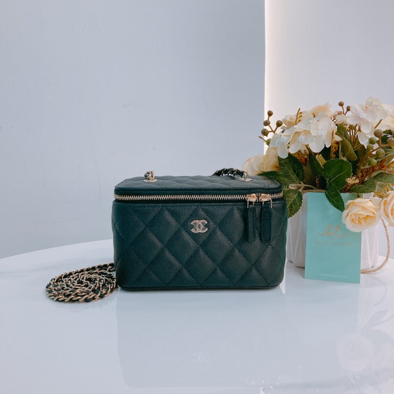 MS0675 Chanel 香奈兒 化妝盒子 鏡子 新版本 魚子醬牛皮 荔枝紋 黑色 金扣 Vanity Box Grained Calfskin Caviar Black x GHW-0