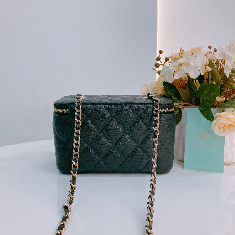 MS0675 Chanel 香奈兒 化妝盒子 鏡子 新版本 魚子醬牛皮 荔枝紋 黑色 金扣 Vanity Box Grained Calfskin Caviar Black x GHW-1