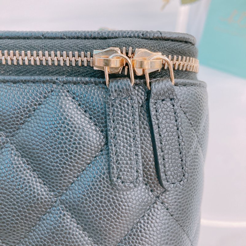 MS0675 Chanel 香奈兒 化妝盒子 鏡子 新版本 魚子醬牛皮 荔枝紋 黑色 金扣 Vanity Box Grained Calfskin Caviar Black x GHW-11