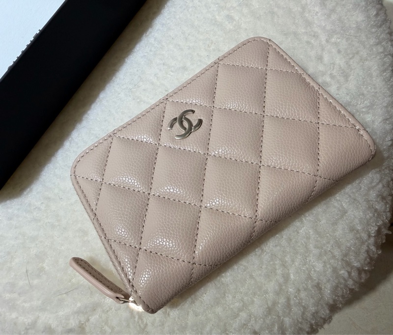 CHANEL-全新*季節款*淡粉拉鍊零錢夾-2